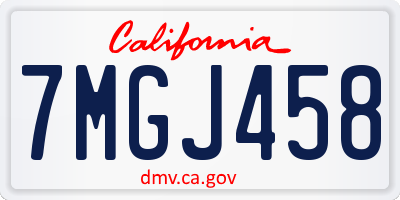 CA license plate 7MGJ458