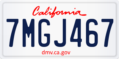 CA license plate 7MGJ467