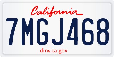 CA license plate 7MGJ468