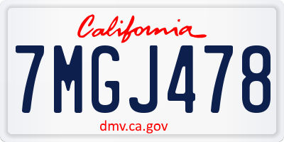 CA license plate 7MGJ478