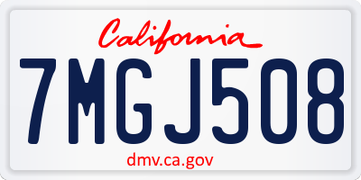 CA license plate 7MGJ508