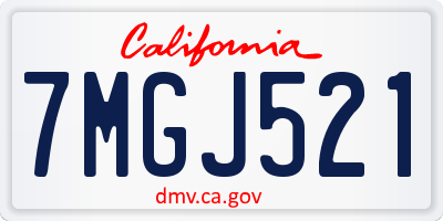 CA license plate 7MGJ521