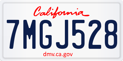 CA license plate 7MGJ528