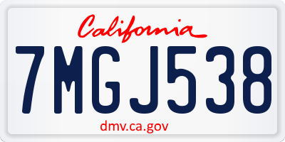 CA license plate 7MGJ538