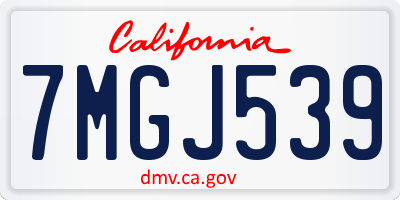 CA license plate 7MGJ539