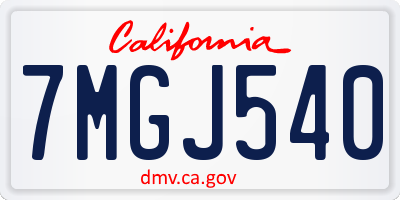 CA license plate 7MGJ540