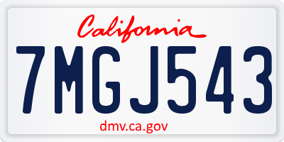 CA license plate 7MGJ543