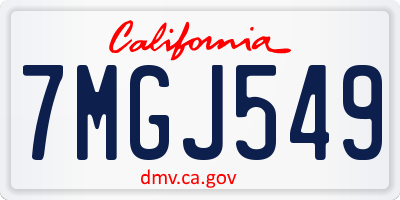 CA license plate 7MGJ549