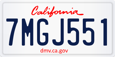 CA license plate 7MGJ551