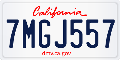 CA license plate 7MGJ557