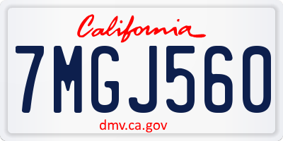 CA license plate 7MGJ560