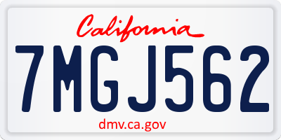 CA license plate 7MGJ562