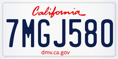 CA license plate 7MGJ580