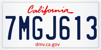 CA license plate 7MGJ613