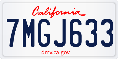 CA license plate 7MGJ633