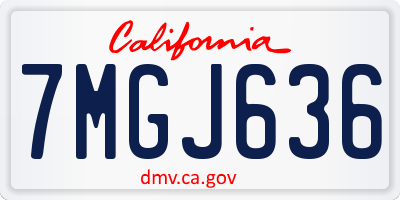 CA license plate 7MGJ636