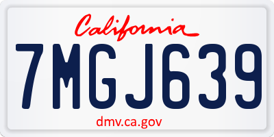 CA license plate 7MGJ639