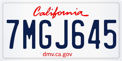 CA license plate 7MGJ645
