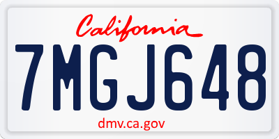 CA license plate 7MGJ648