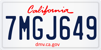 CA license plate 7MGJ649