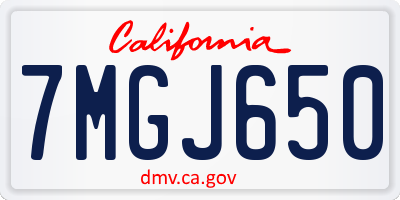 CA license plate 7MGJ650