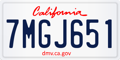 CA license plate 7MGJ651