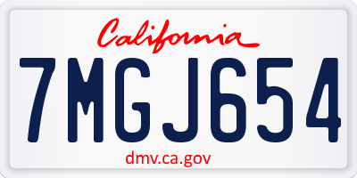 CA license plate 7MGJ654