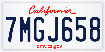 CA license plate 7MGJ658