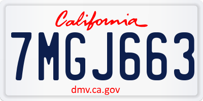 CA license plate 7MGJ663