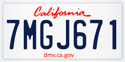 CA license plate 7MGJ671