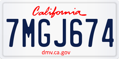 CA license plate 7MGJ674