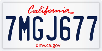 CA license plate 7MGJ677