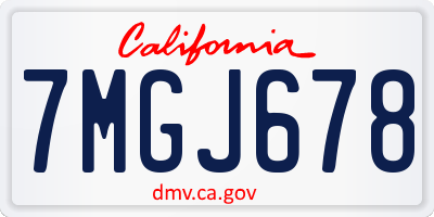 CA license plate 7MGJ678