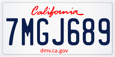 CA license plate 7MGJ689