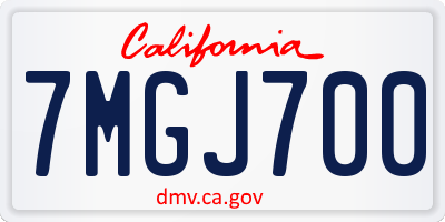 CA license plate 7MGJ700