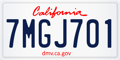 CA license plate 7MGJ701