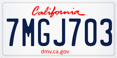 CA license plate 7MGJ703