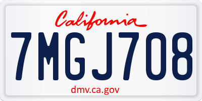 CA license plate 7MGJ708