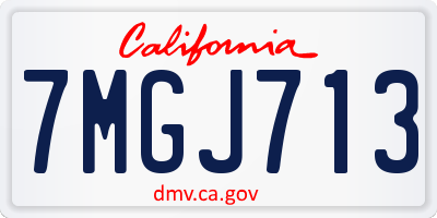 CA license plate 7MGJ713