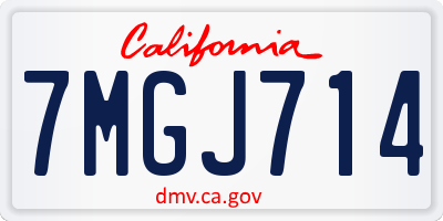 CA license plate 7MGJ714