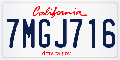 CA license plate 7MGJ716