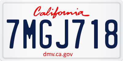 CA license plate 7MGJ718