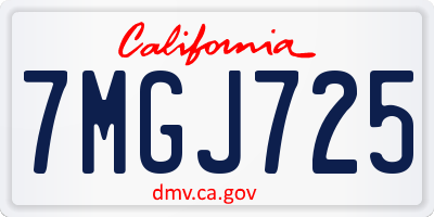 CA license plate 7MGJ725