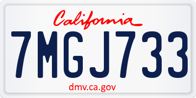 CA license plate 7MGJ733