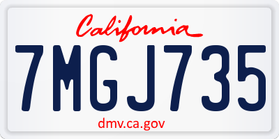 CA license plate 7MGJ735