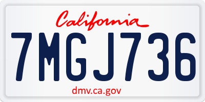 CA license plate 7MGJ736