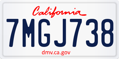 CA license plate 7MGJ738