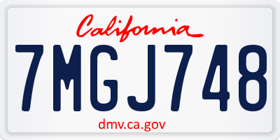 CA license plate 7MGJ748