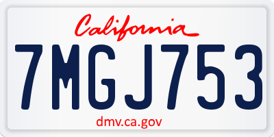 CA license plate 7MGJ753