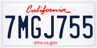 CA license plate 7MGJ755